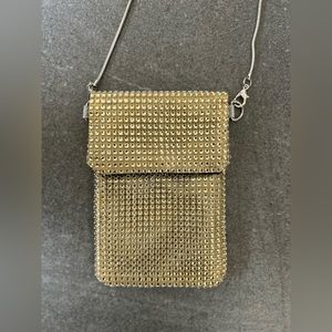 Mini Gold Glitter Crossbody Rhinestone Evening Bag